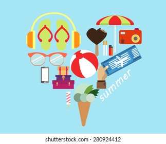 set summer beach icons
