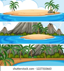 Set of summer beach illustration