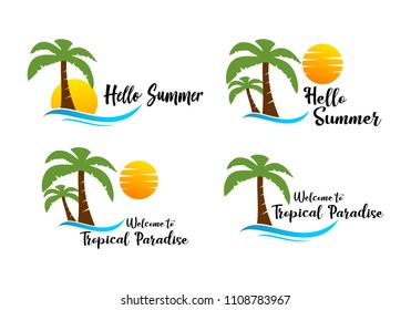 Set Summer beach  logo