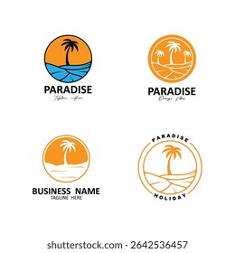 set of summer beach logo