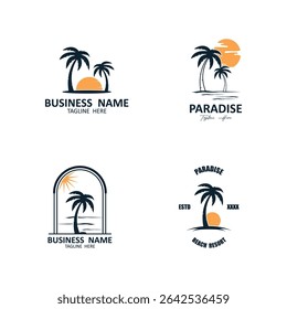 set of summer beach logo