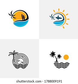 Set of Summer Beach logo design Vector, Beach logo template design concept, Creative icon