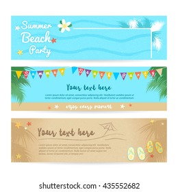 Set of summer beach and sea banner background