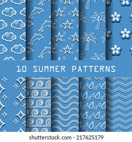 set of summer beach seamless patterns. Endless texture can be used for wallpaper, pattern fills, web page,background,surface 