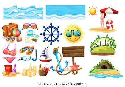 A Set of Summer Beach Vacation illustration