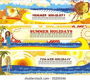 Set summer bright banners