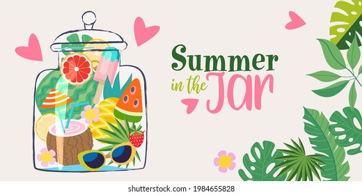 A set of summer bright, colorful, vector posters.