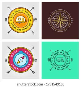 Set Of Summer Camp Badges. Vector. Concept For Shirt Or Logo, Print, Stamp, Patch Or Tee. Vintage Typography Design.