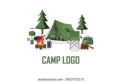 Set of summer camping badge logo, emblem, label design