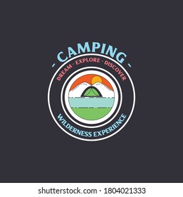 Set of summer camping outdoor adventure and mountain badge logo, emblem, label design