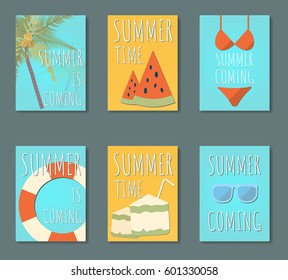Set of Summer card vacation time,vector 