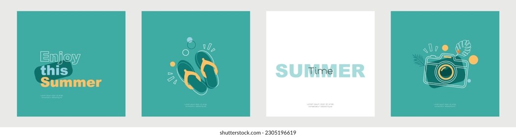 Set of summer cards. Modern minimal design.