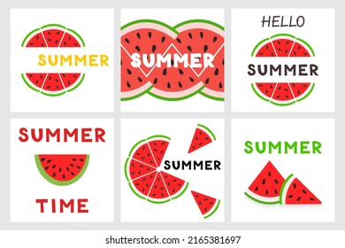 Set of Summer cards with watermelon
