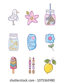 Set of summer cartoons