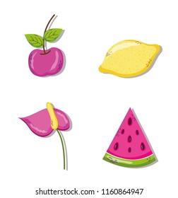 Set of summer cartoons