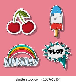 Set of summer cartoons