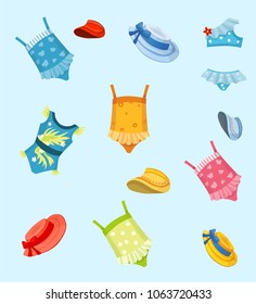 set summer clothes, swimsuits
