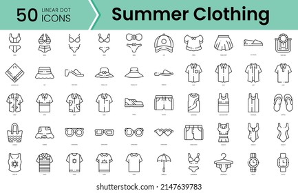 Set of summer clothing icons. Line art style icons bundle. vector illustration