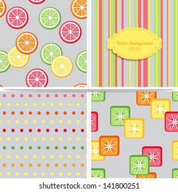 Set of summer colorful seamless patterns. Vector illustration