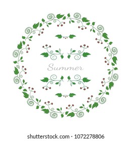 set of summer decorative elements with a cherry