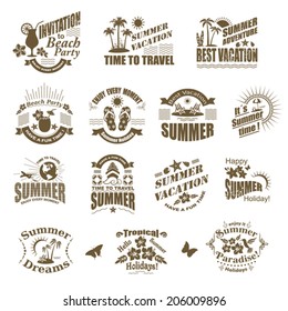 Set of SUMMER design elements and frames.  Travel and vacation labels. 