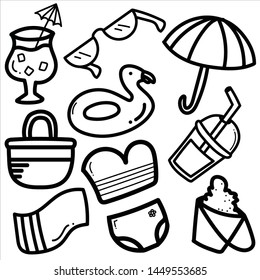 Set of summer doodle collage. Vector ilustration.