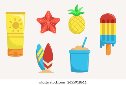 Conjunto de ilustración de elemento de verano