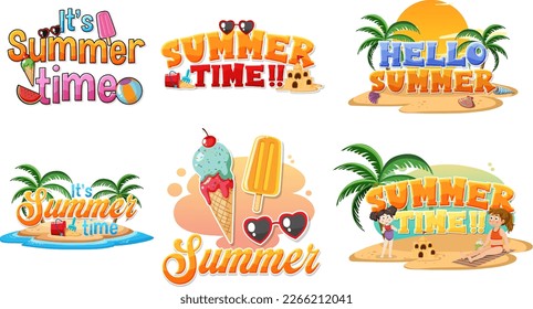 Set of summer element logo illustration