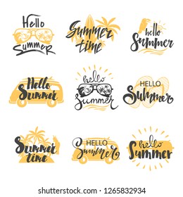 Set of summer elements isolated on white.Vector illustration.