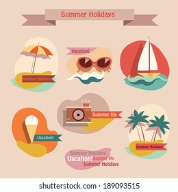 Set of summer elements. Vector illustration