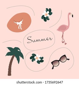 set of summer elements for your design