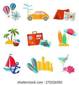 Set of summer flat icon