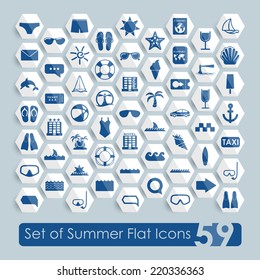 Set of summer flat icons