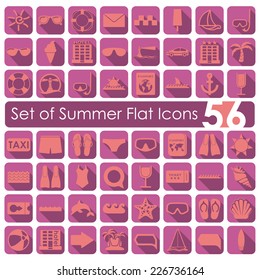 Set of summer flat icons