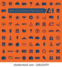 Set of summer flat icons
