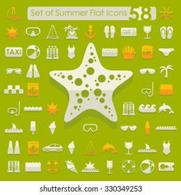 Set of summer flat icons