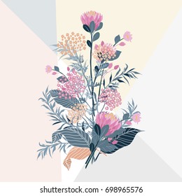 set of Summer Flora with Blooming garden flowers, Botanical natural flowers Illustration on white in hand drawing style. set of Summer Flora with Blooming garden flowers, Botanical natural flowers Illustration on white in hand drawing style.