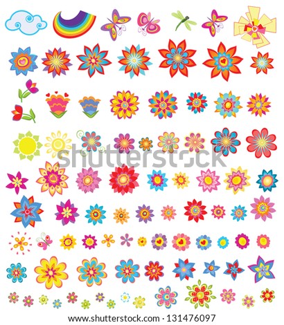 Set of summer flowers