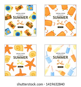 Set of summer flyers and leaflets for advertising and discounts.