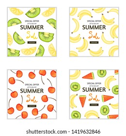 Set of summer flyers and leaflets for advertising and discounts.
