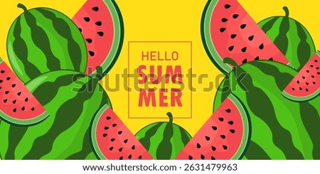 set of summer fruit in abstract poster, card, banner design, realistic juice pattern seamless background with fruits, lemon, watermelon, kiwi, cover template for brochure, flyer, and  restaurant use.
