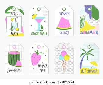 Set of summer gift tags and labels. Vector illustration. Use for tags, sale badges, greeting cards, etc