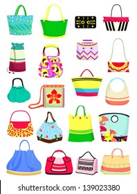 Set of summer handbags isolated on white background