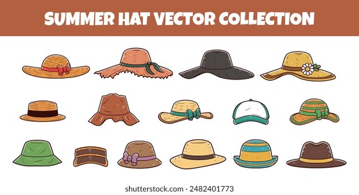 Set of summer hat vector collection