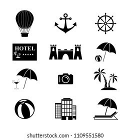 Set summer holiday icons
