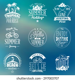 Set of Summer Holidays Badges. Hipster Vintage Logotypes and Design Elements