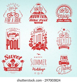 Set of Summer Holidays Badges. Hipster Vintage Logotypes and Design Elements