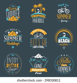 Set of Summer Holidays Badges. Hipster Vintage Logotypes and Design Elements