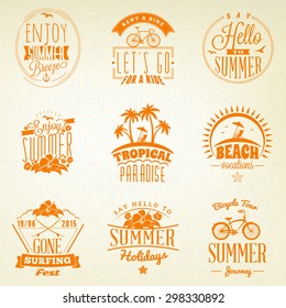 Set of Summer Holidays Badges. Hipster Vintage Logotypes and Design Elements