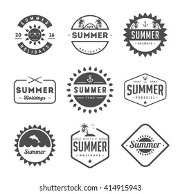 Set of summer holidays labels and badges. Retro style